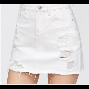 Hollister white ripped denim skirt